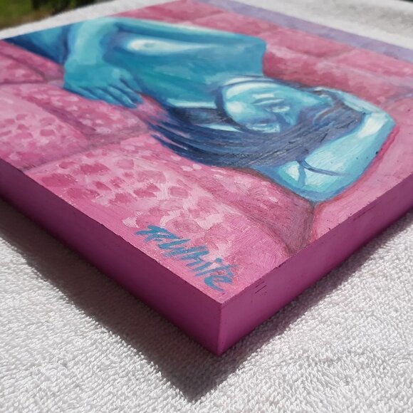 "Afterglow" Original Oil Painting on Cradled Wood Panel, Size 10" x 10" x 0.8" - Picture 3 of 6